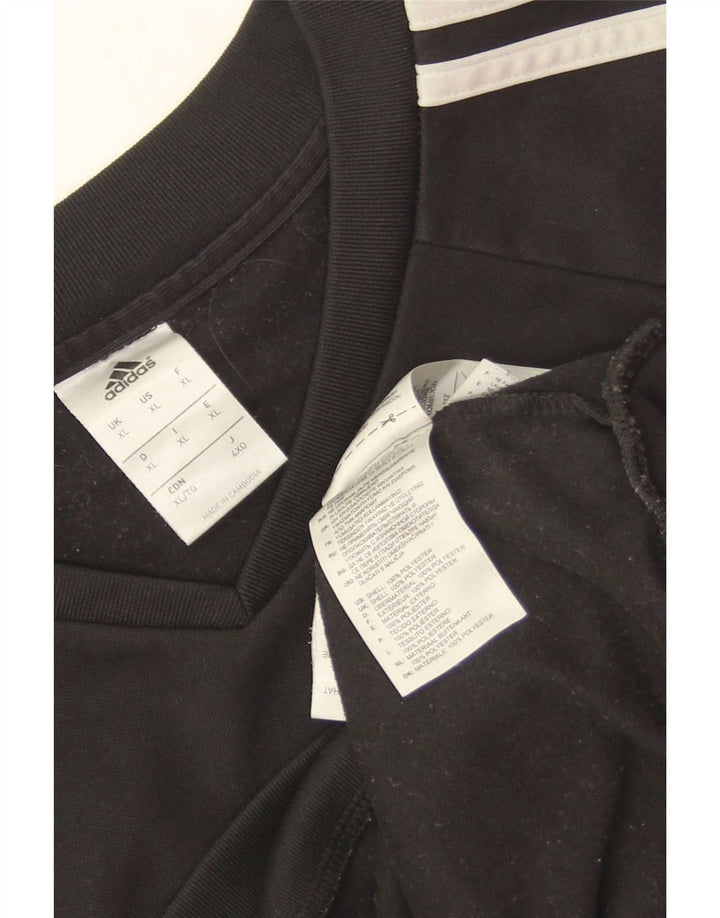 Adidas Mens Sweatshirt Jumper XL Black Colourblock Polyester
