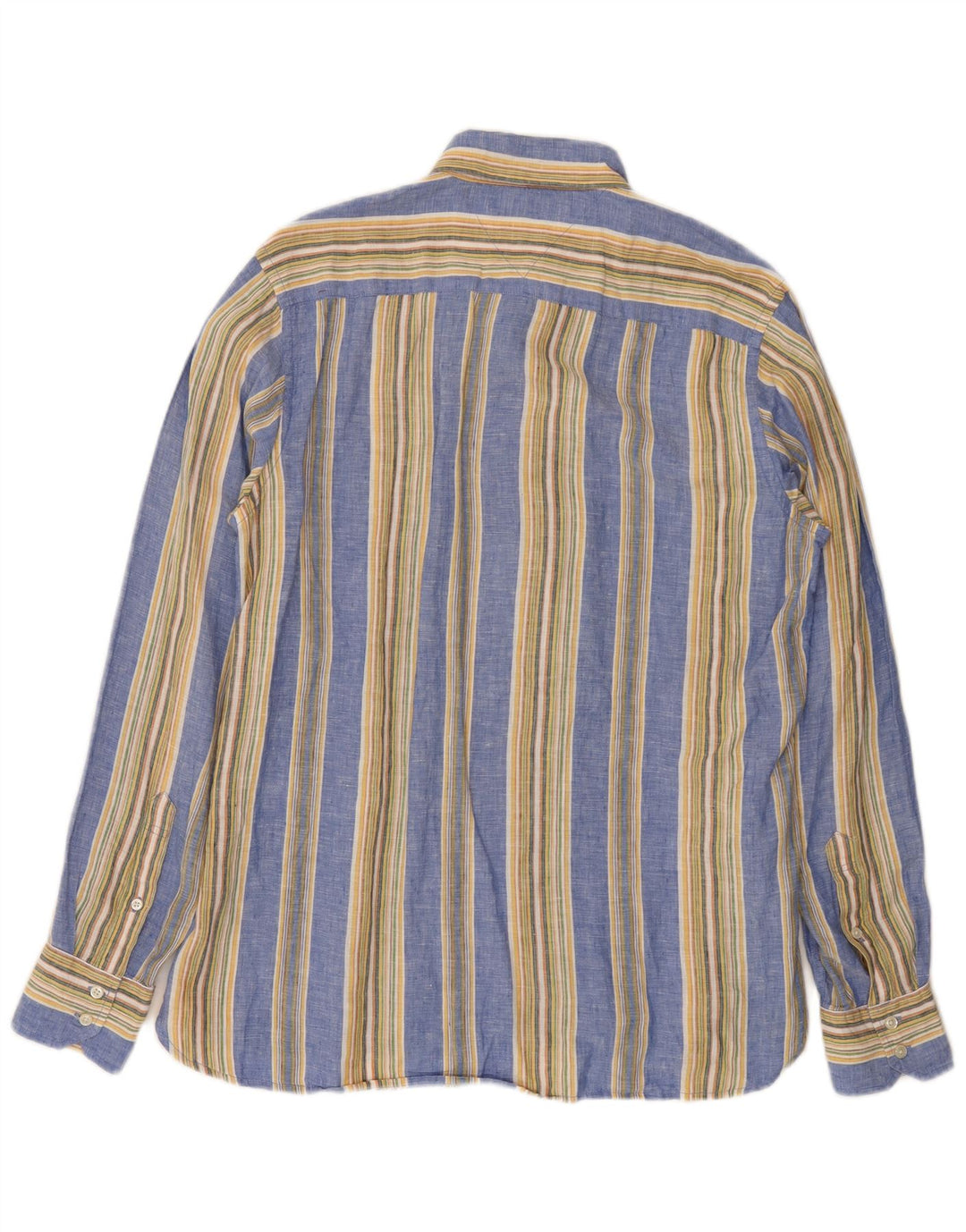 Tommy Hilfiger Mens Shirt Medium Blue Striped Linen