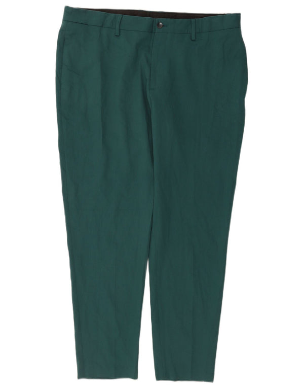 Zara Mens Slim Chino Trousers EU 46 XL W36 L28 Green Viscose