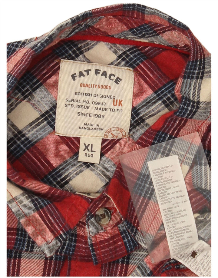 Fat Face Mens Regular Fit Flannel Shirt XL Red Check Cotton