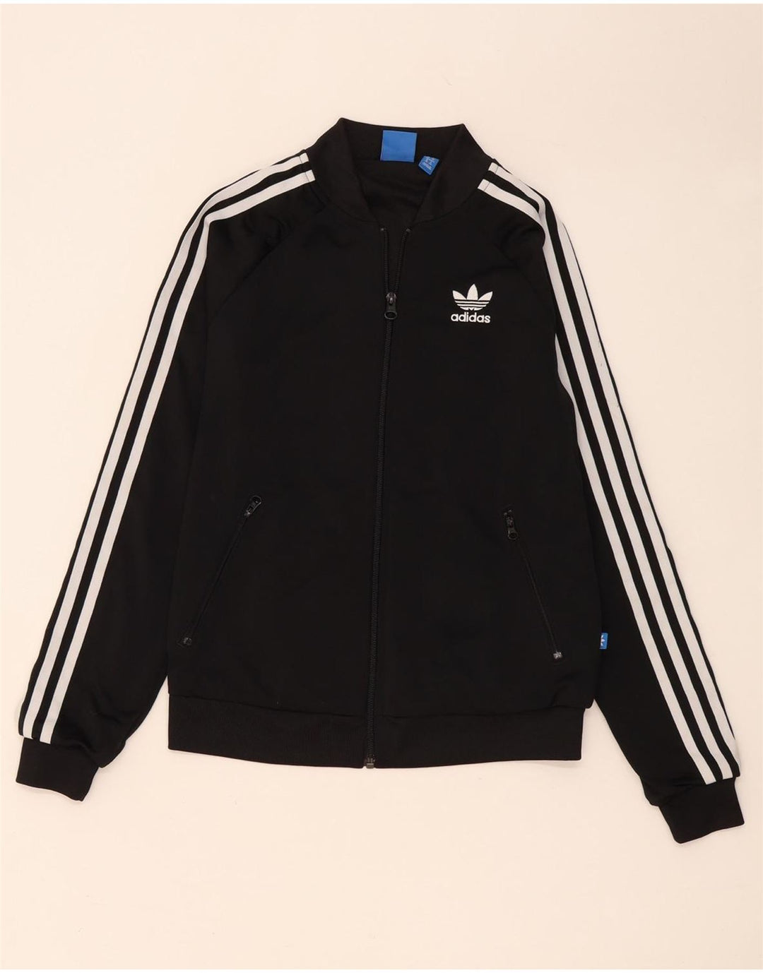 Adidas Womens Graphic Tracksuit Top Jacket UK 8 Small Black Polyester
