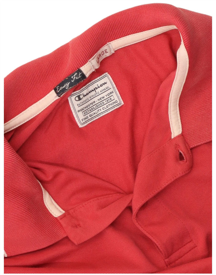 CHAMPION Mens Easy Fit Polo Shirt Large Red