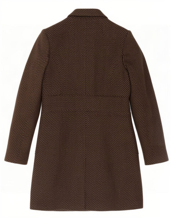 Calvin Klein Womens Double Breasted Coat UK 12 Medium Brown Polyester