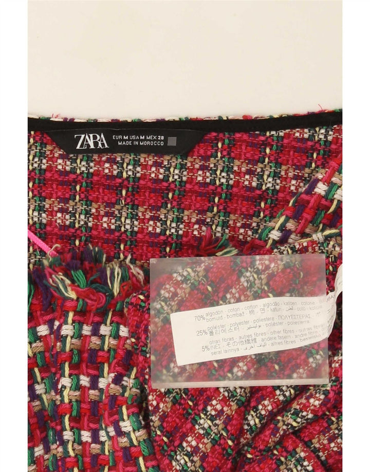 Zara Womens Bolero Jacket UK 12 Medium Red Check Cotton