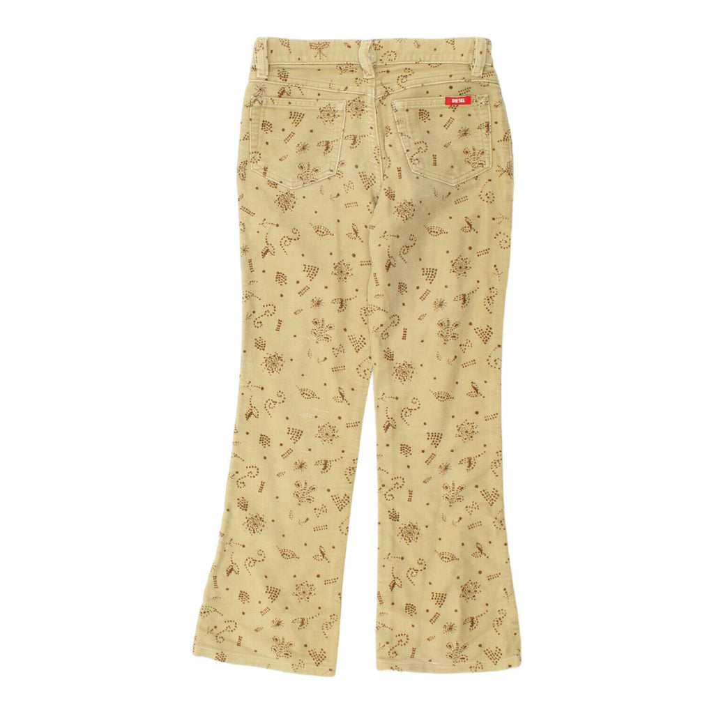 Diesel Industry Girls Beige Patterned Flared Jeans | Vintage Kids Designer Denim | Vintage Messina Hembry | Thrift | Second-Hand Messina Hembry | Used Clothing | Messina Hembry 