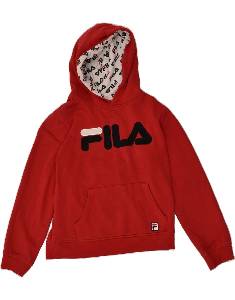 FILA Boys Graphic Hoodie Jumper 10-11 Years Large Red Cotton | Vintage Fila | Thrift | Second-Hand Fila | Used Clothing | Messina Hembry 