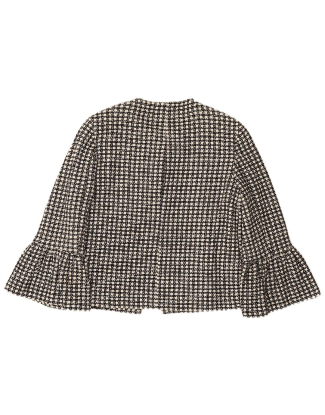 Zara Womens 1 Button 3/4 Sleeve Blazer Jacket UK 10 Small Black Check