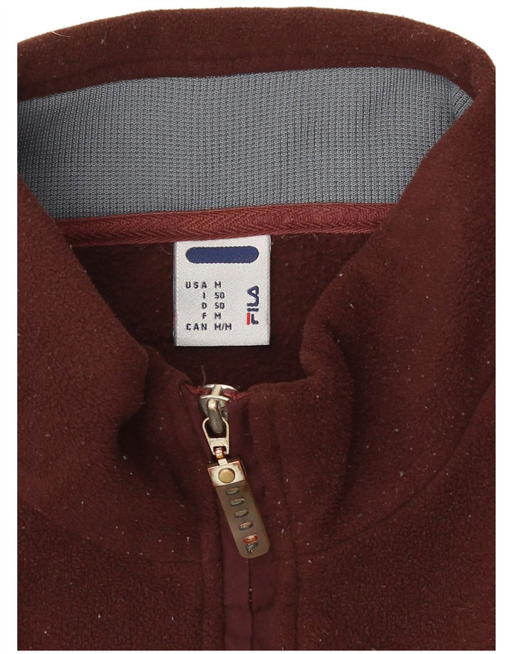 Fila Mens Graphic Zip Neck Fleece Jumper Medium Brown Colourblock