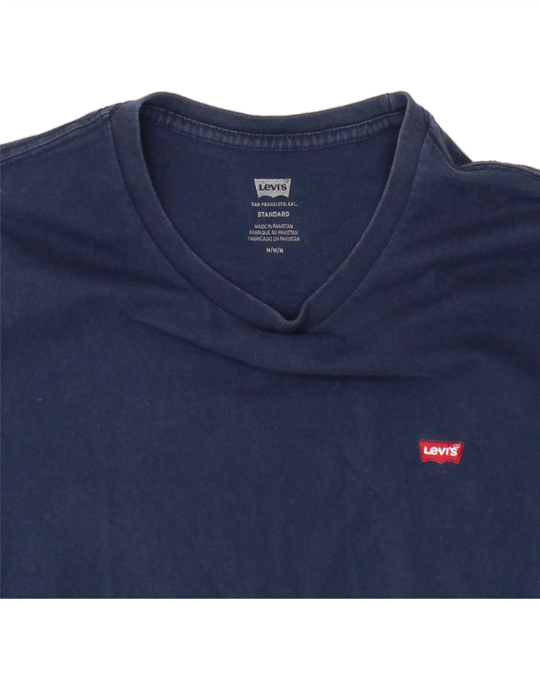 LEVI'S Mens Standard T-Shirt Top Medium Navy Blue Cotton Vintage Levi's and Second-Hand Levi's from Messina Hembry 
