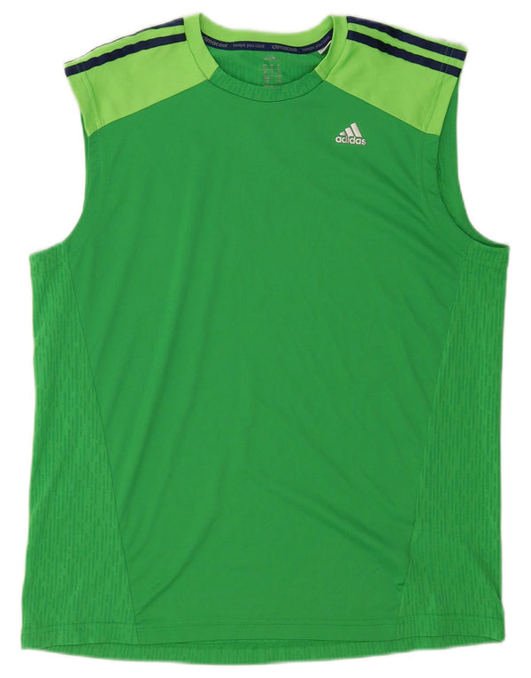 Adidas Mens Climacool Vest Top Large Green Colourblock Polyester