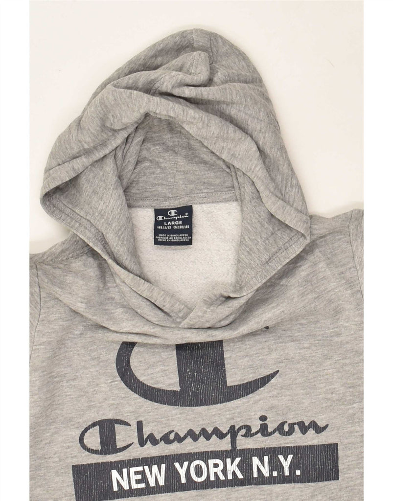 CHAMPION Boys Graphic Hoodie Jumper 11-12 Years Large  Grey Cotton Vintage Champion and Second-Hand Champion from Messina Hembry 