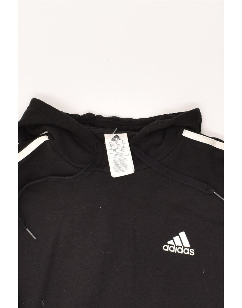 ADIDAS Mens Hoodie Jumper Large Black Cotton Vintage Adidas and Second-Hand Adidas from Messina Hembry 