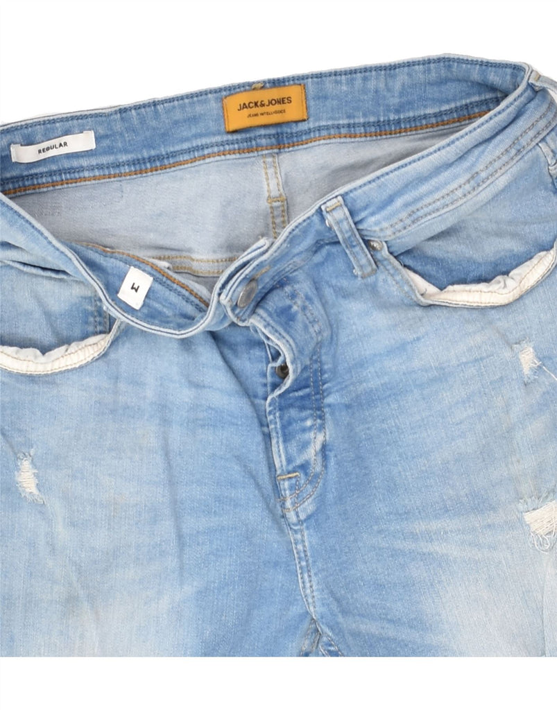 JACK & JONES Mens Distressed Denim Shorts Medium W30 Blue Cotton | Vintage Jack & Jones | Thrift | Second-Hand Jack & Jones | Used Clothing | Messina Hembry 