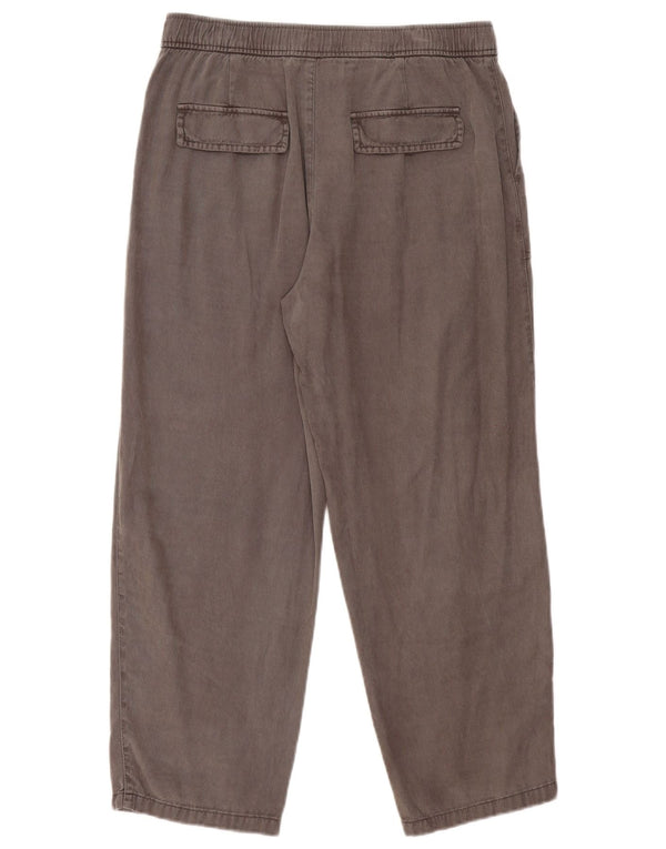 Zara Womens High Waist Loose Fit Cropped Trousers Medium W28 L26 Grey