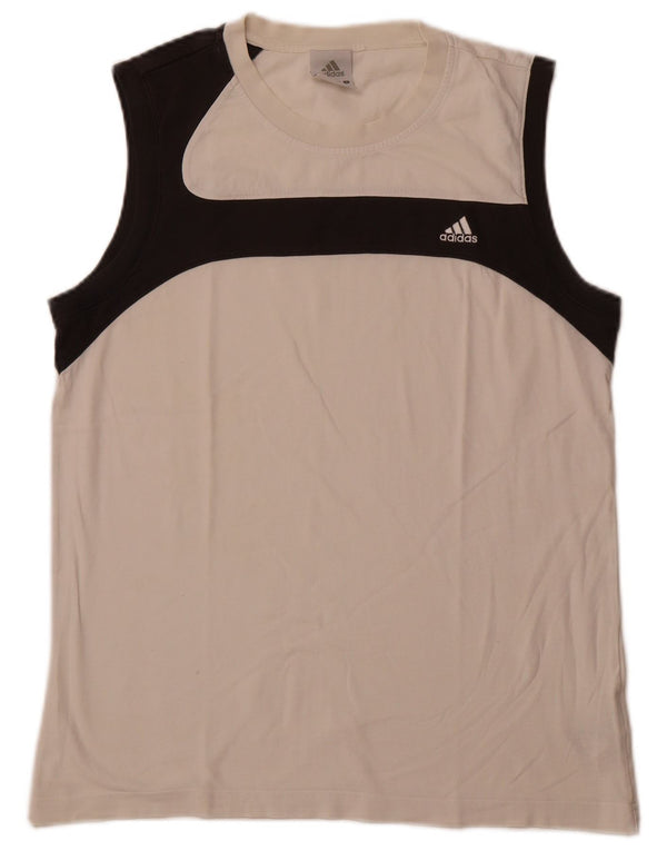 ADIDAS Mens Vest Top Large White Colourblock Cotton