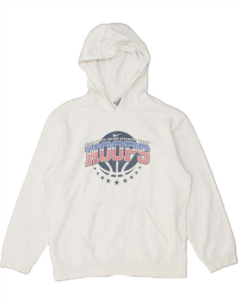 NIKE Boys Graphic Hoodie Jumper 14-15 Years Large White Cotton Vintage Nike and Second-Hand Nike from Messina Hembry 