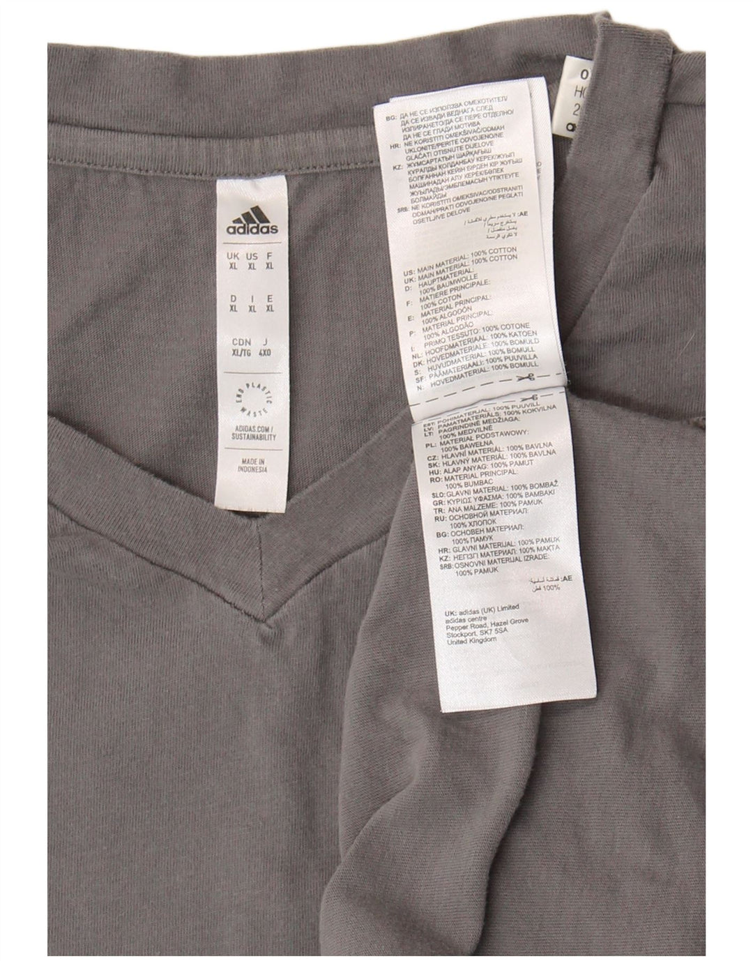 Adidas Mens T-Shirt Top XL Grey Cotton