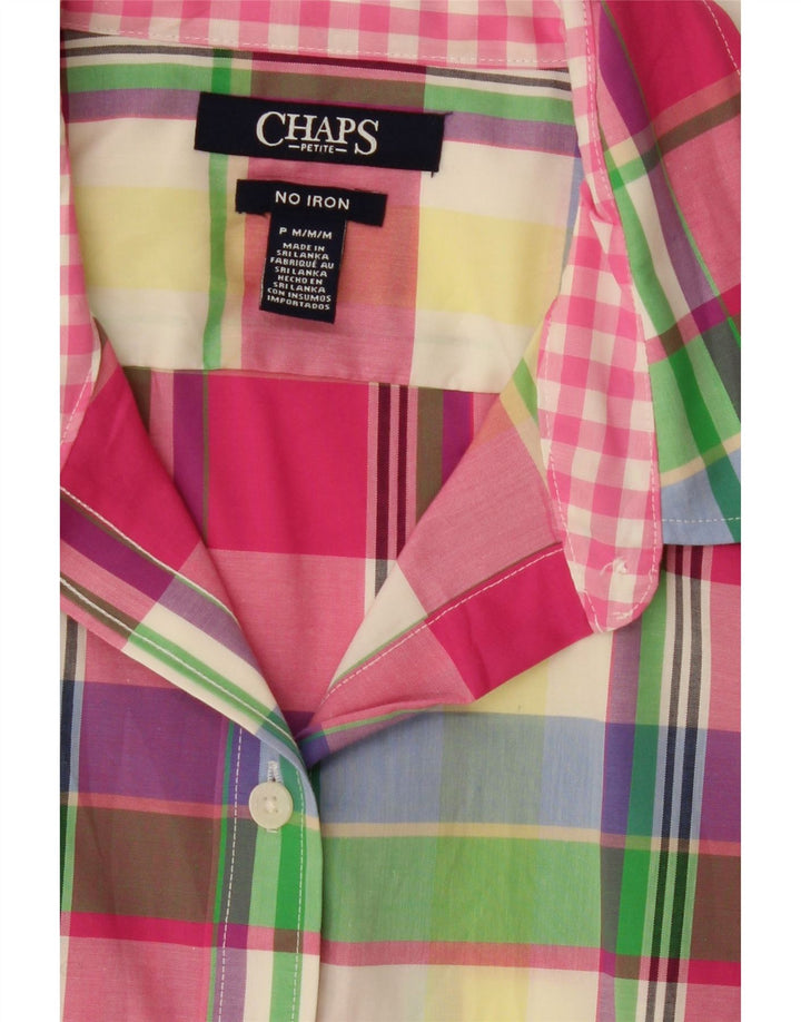 CHAPS Womens Petite 3/4 Sleeve Shirt UK 14 Medium Multicoloured Check Vintage Chaps and Second-Hand Chaps from Messina Hembry 