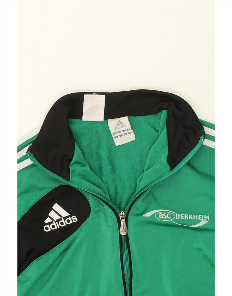 ADIDAS Boys BSC Berkheim Graphic Tracksuit Top Jacket 15-16 Years Green Vintage Adidas and Second-Hand Adidas from Messina Hembry 