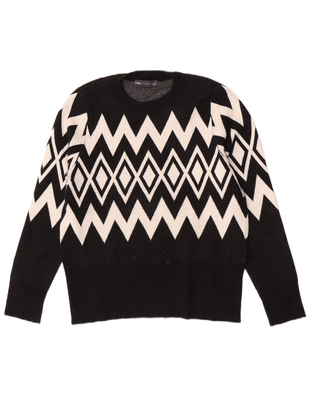 Marks & Spencer Womens Crew Neck Jumper Sweater UK 14 Medium Black