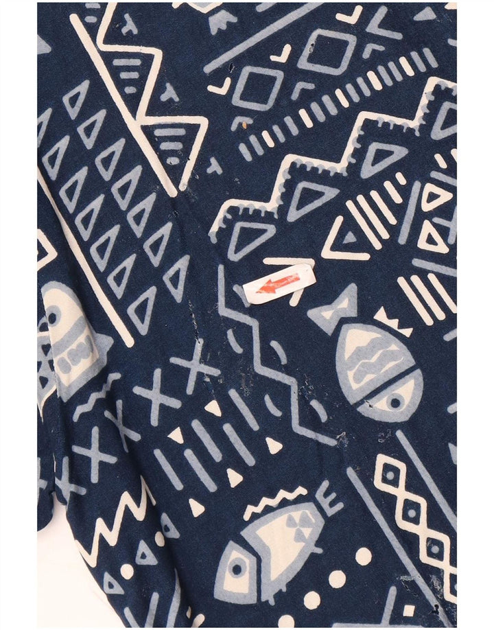 Forester Mens Short Sleeve Shirt Large Navy Blue Rayon