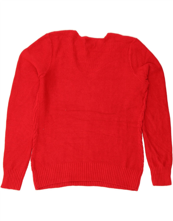 CHAPS Womens Classics V-Neck Jumper Sweater UK 16 Large Red Cotton Vintage Chaps and Second-Hand Chaps from Messina Hembry 