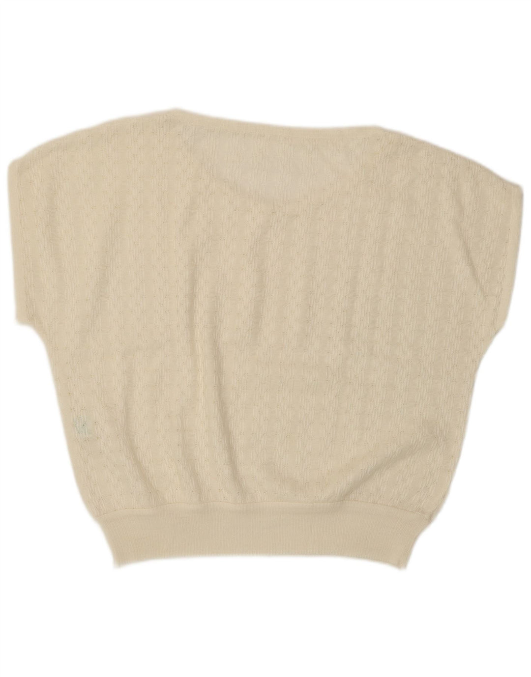 VINTAGE Womens Short Sleeve V-Neck Jumper Sweater IT 46 Large White