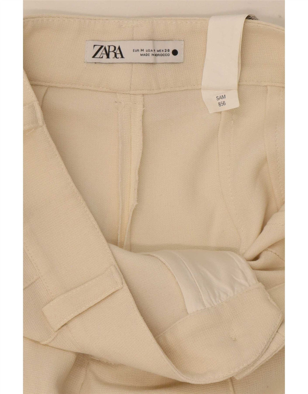 Zara Womens Straight Casual Trousers Medium W32 L33 Off White Polyester