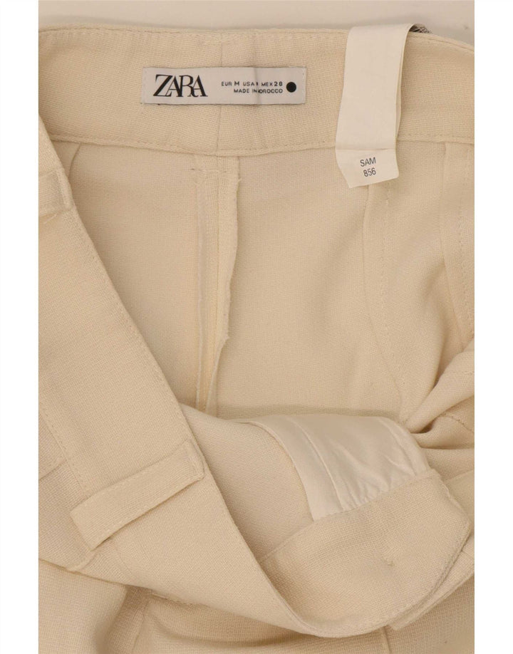 Zara Womens Straight Casual Trousers Medium W32 L33 Off White Polyester