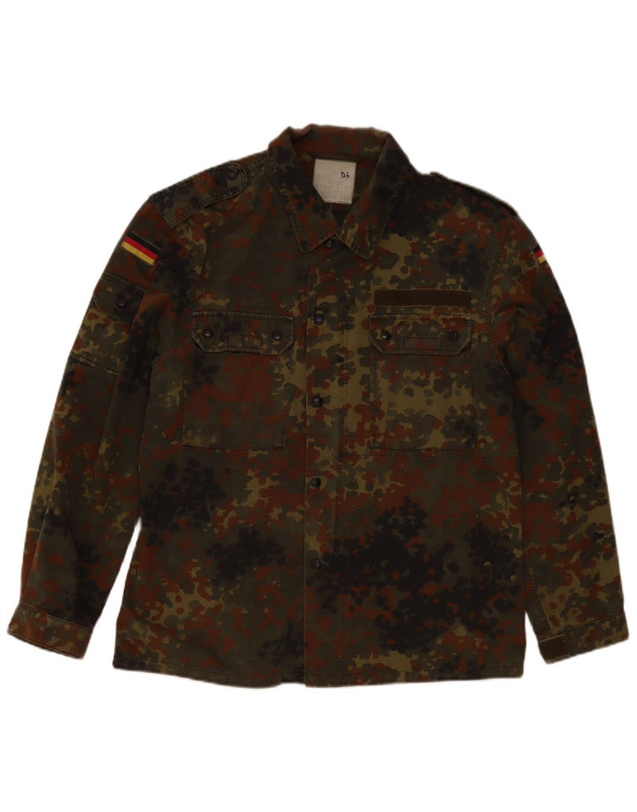 Vintage Mens Military Jacket UK 38 Medium Khaki Camouflage Cotton