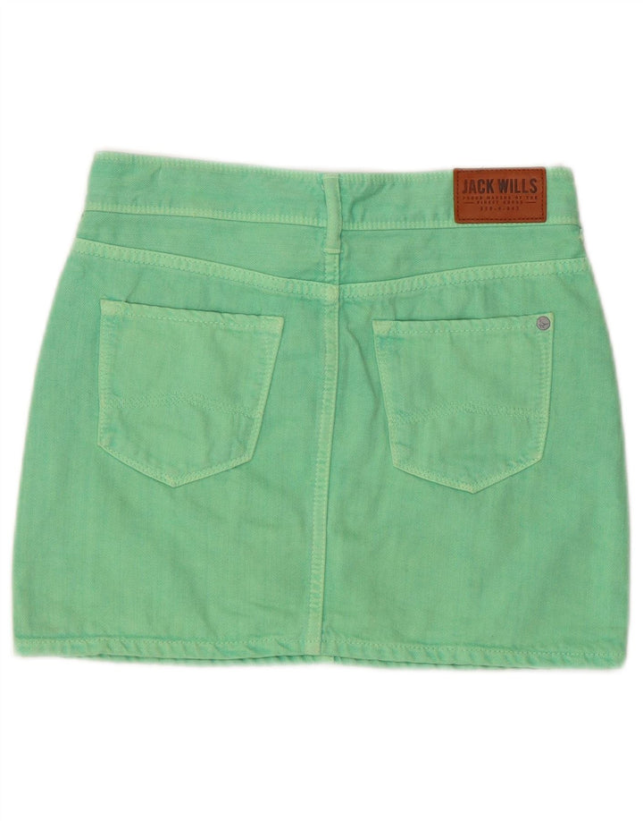 JACK WILLS Womens Denim Skirt UK 4 XS W26  Green Cotton