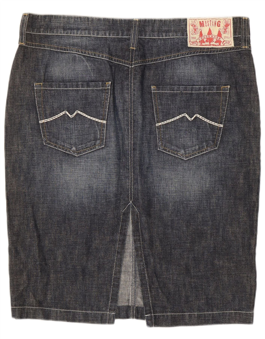 MUSTANG Womens Denim Skirt W34 Large  Navy Blue