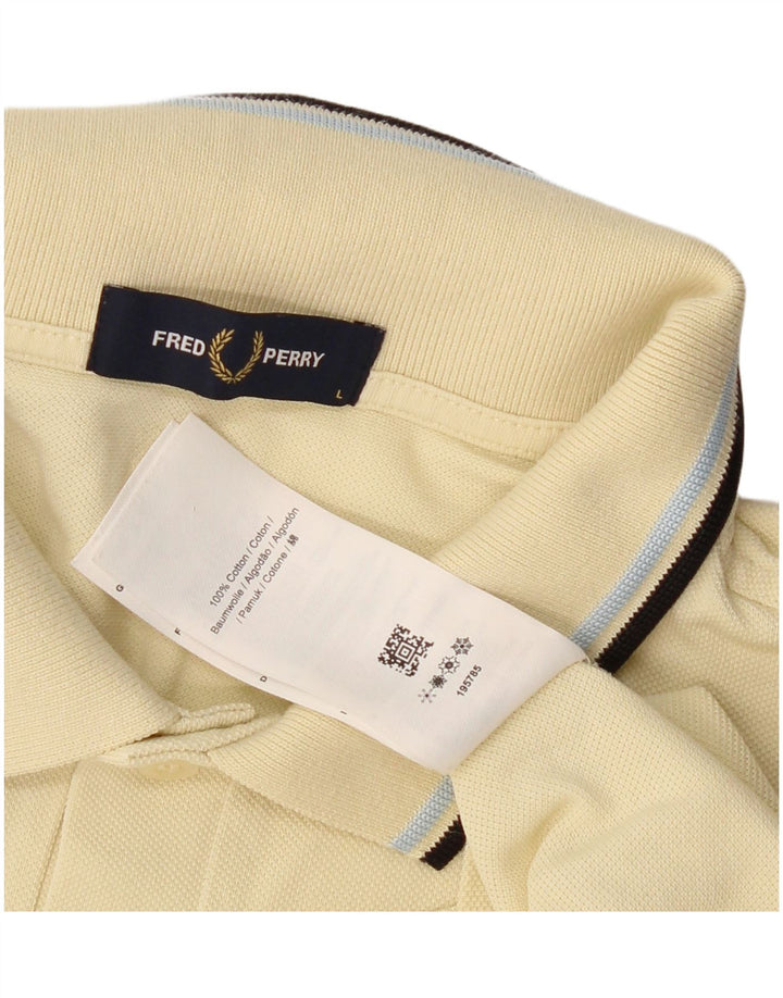 Fred Perry Mens Polo Shirt Large Yellow Cotton