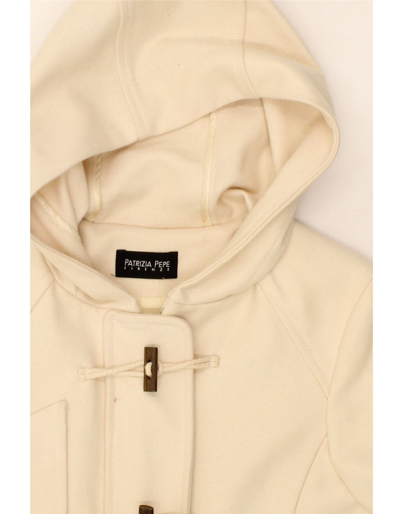 PATRIZIA PEPE Womens Hooded Duffle Jacket UK 12 Medium Off White Vintage Patrizia Pepe and Second-Hand Patrizia Pepe from Messina Hembry 