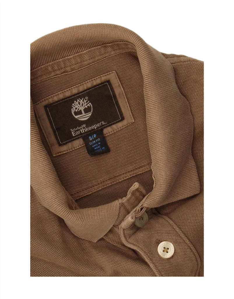 TIMBERLAND Mens Earthkeepers Slim Fit Polo Shirt Small Beige Cotton Vintage Timberland and Second-Hand Timberland from Messina Hembry 