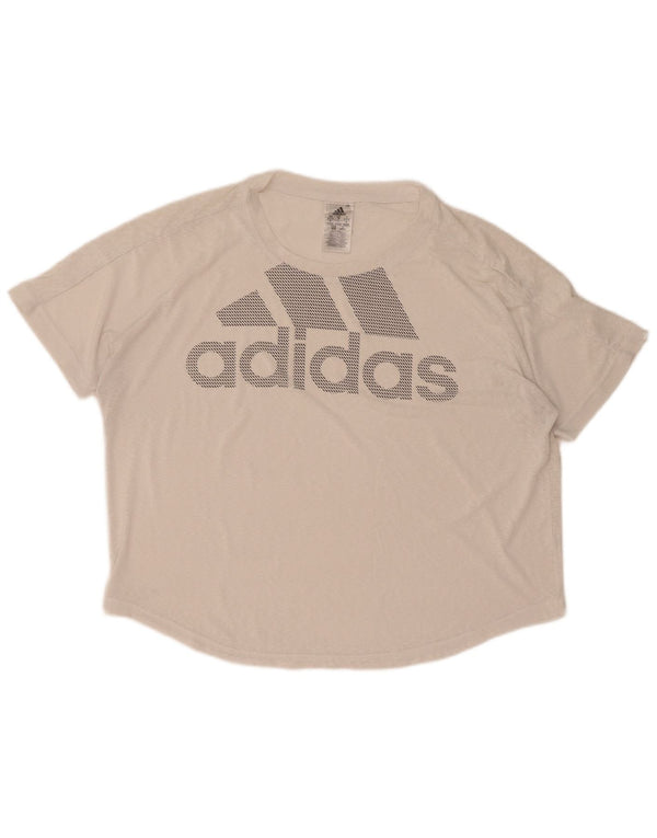 Adidas Womens Climalite Oversized Graphic T-Shirt Top UK 12/14 Medium White