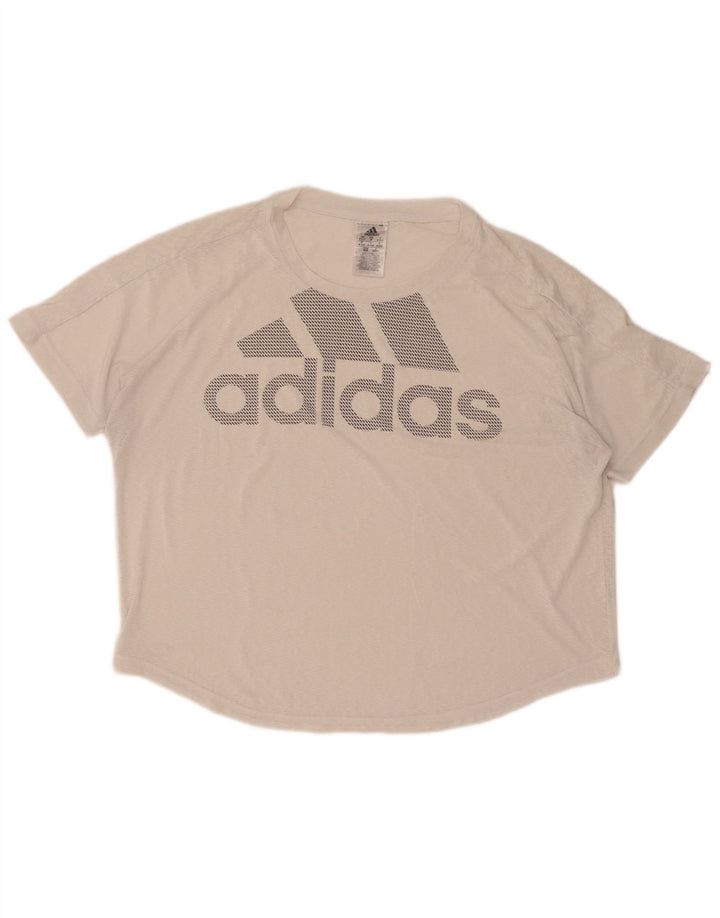 Adidas Womens Climalite Oversized Graphic T-Shirt Top UK 12/14 Medium White