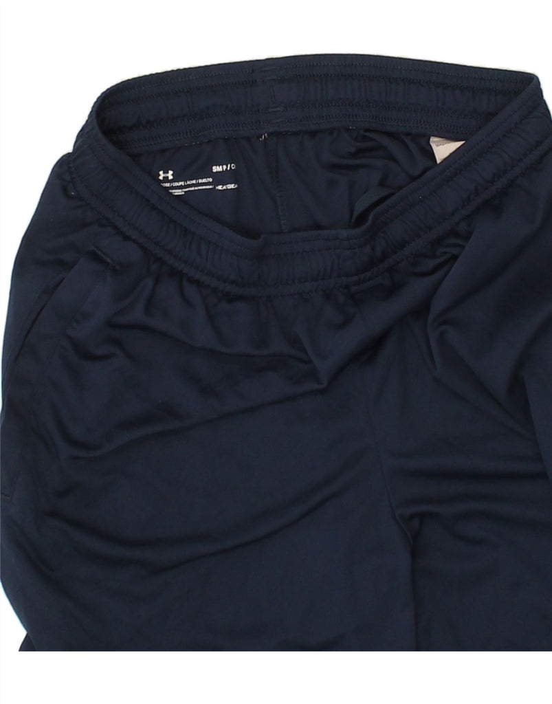 UNDER ARMOUR Mens Heat Gear Graphic Sport Shorts Small Navy Blue Polyester | Vintage Under Armour | Thrift | Second-Hand Under Armour | Used Clothing | Messina Hembry 