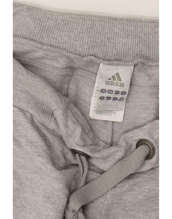 ADIDAS Womens Tracksuit Trousers Joggers UK 16 Large Grey Flecked Cotton