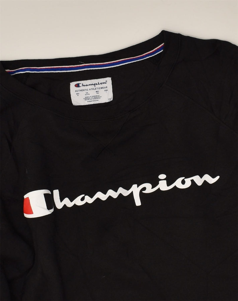 CHAMPION Womens Graphic Sweatshirt Jumper UK 18 XL Black Cotton | Vintage Champion | Thrift | Second-Hand Champion | Used Clothing | Messina Hembry 