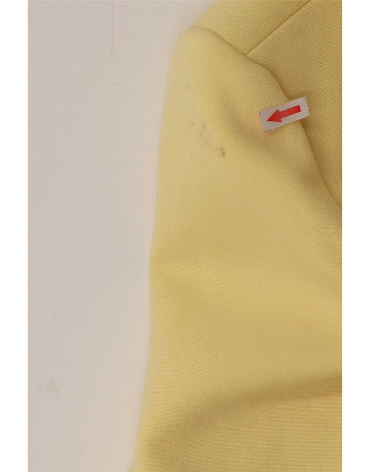Zara Womens Longline 1 Button Blazer Jacket UK 6 XS Yellow Polyester