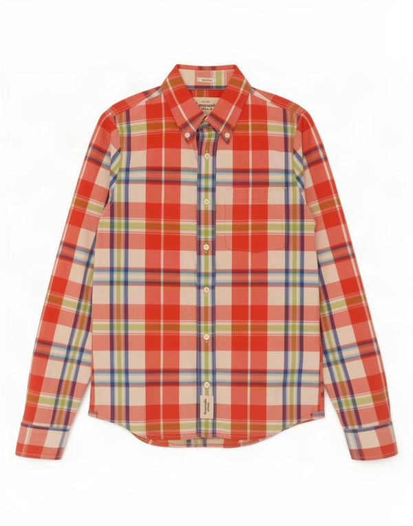 Abercrombie & Fitch Mens Muscle Shirt Small Red Plaid Cotton