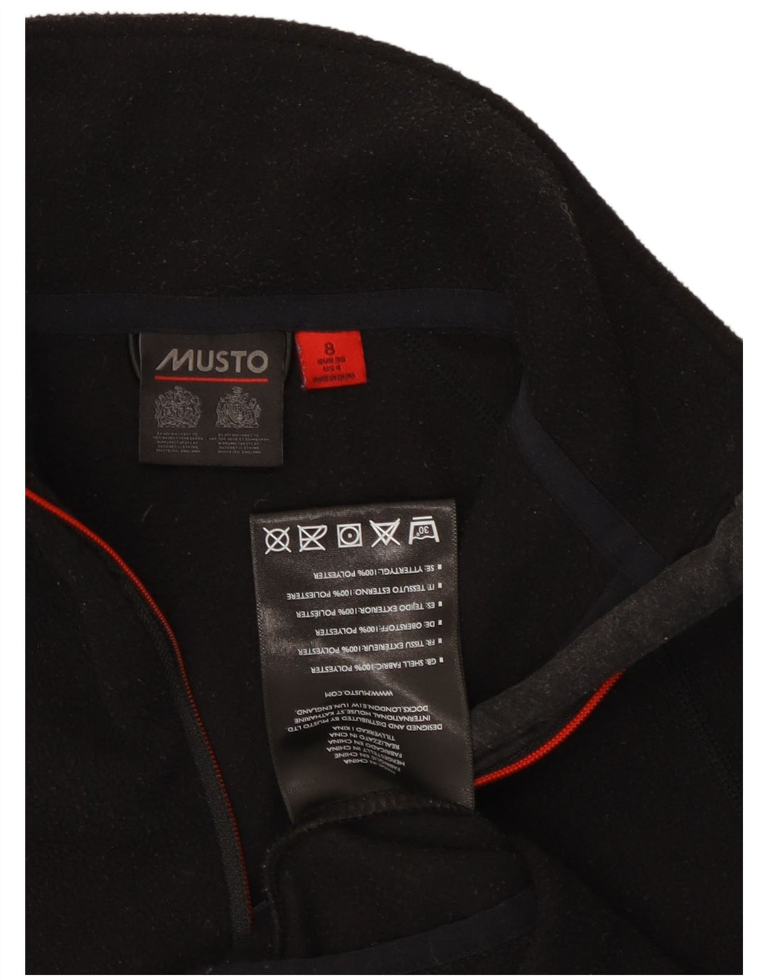 MUSTO Womens Zip Neck Fleece Jumper UK 8 Small Black Polyester