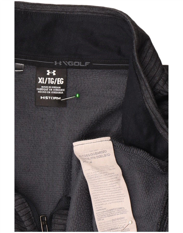 Under Armour Mens Storm-Fit Zip Neck Pullover Tracksuit Top XL Grey Striped