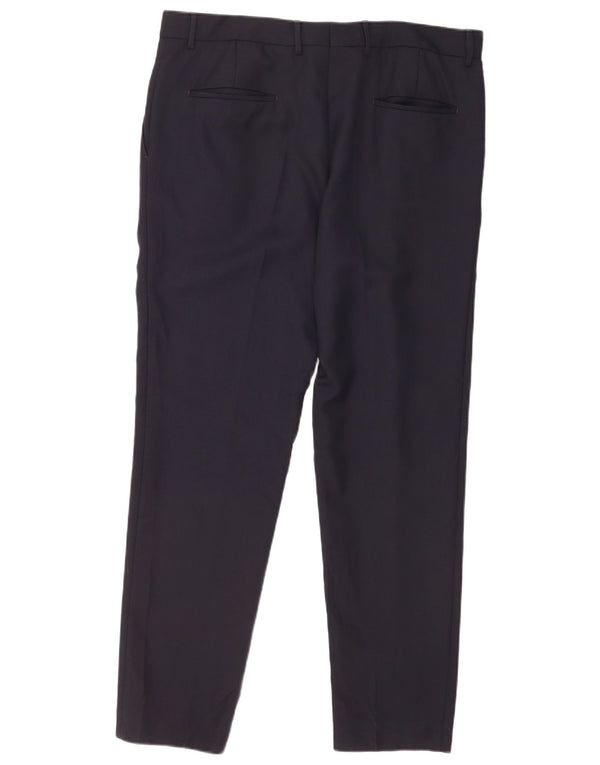 Hugo Boss Mens Pegged Suit Trousers UK 54 2XL W38 L32 Navy Blue Polyester