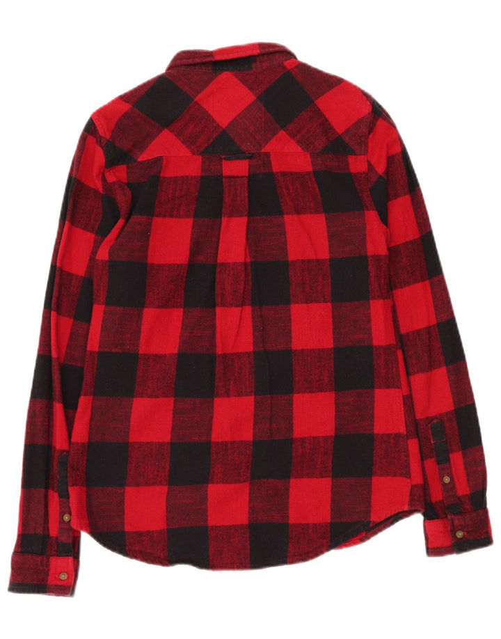 Superdry Womens Classic Fit Flannel Shirt UK 10 Small Red Gingham Cotton