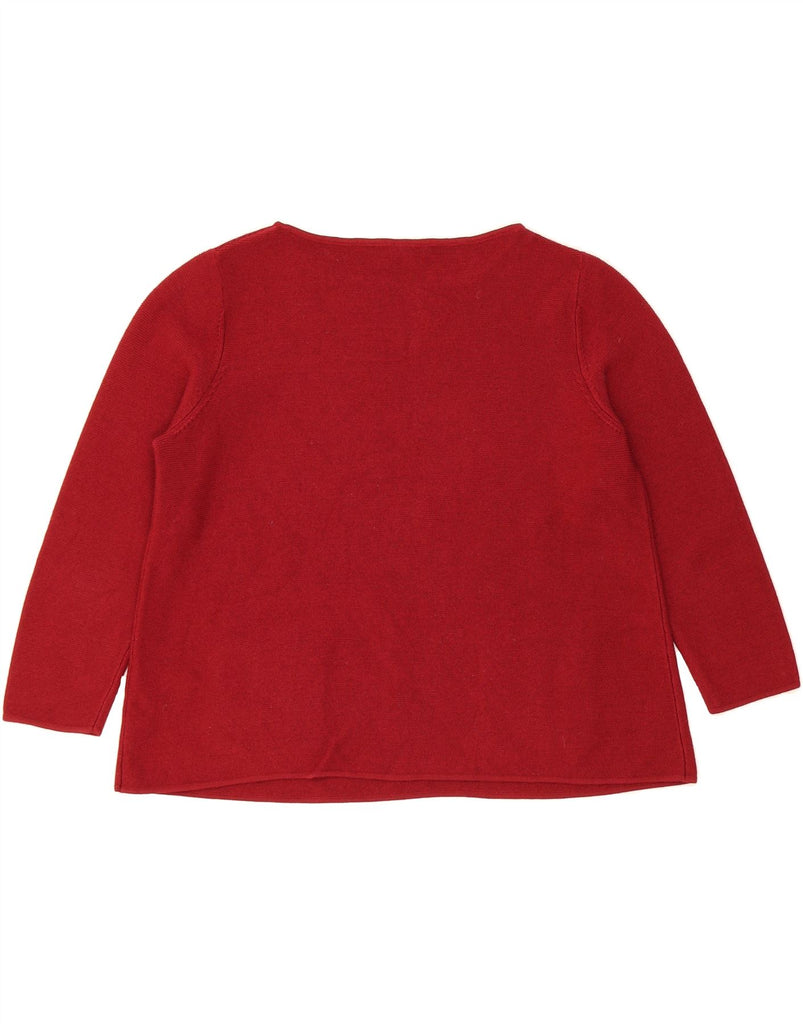 COS Womens 3/4 Sleeve Boat Neck Jumper Sweater UK 16 Large Maroon Wool Vintage Cos and Second-Hand Cos from Messina Hembry 