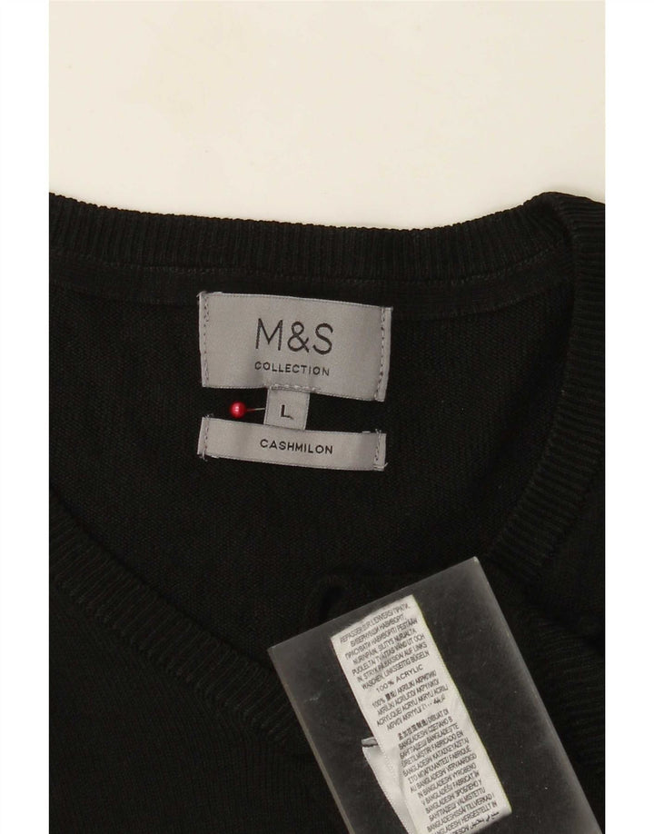 Marks & Spencer Mens V-Neck Jumper Sweater Large Black Acrylic