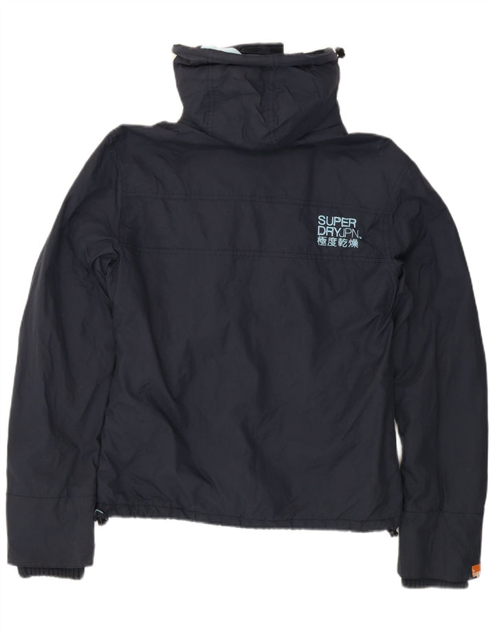 Superdry Womens Hooded Windbreaker Jacket UK 14 Medium Navy Blue Nylon