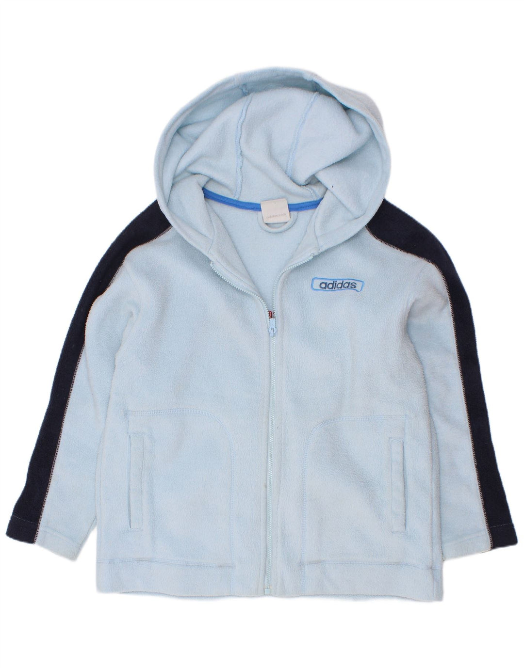 Adidas Boys Graphic Fleece Jacket 7-8 Years Blue Colourblock Polyester